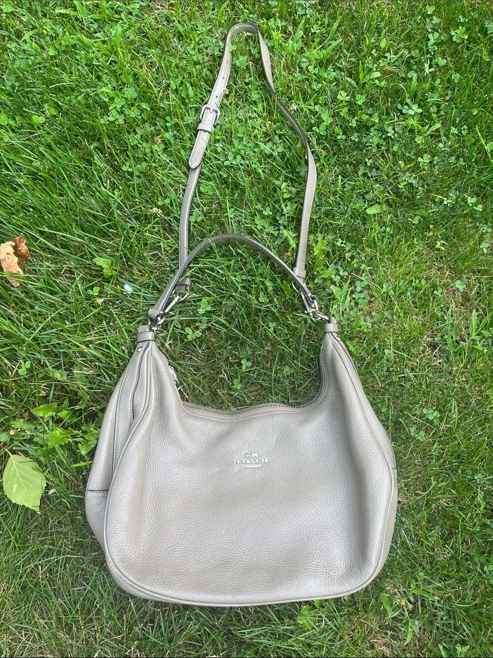 Coach Pebble Leather Shoulder Bag in Taupe Gray